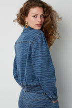Célina Denim Jasje met Zebraprint