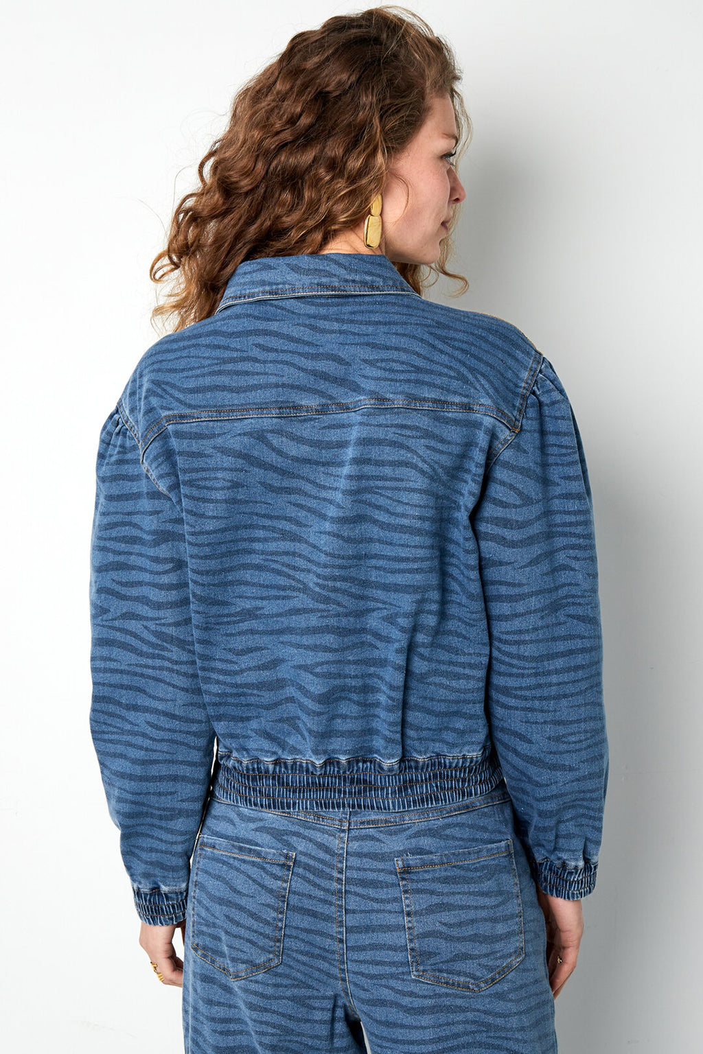 Célina Denim Jasje met Zebraprint