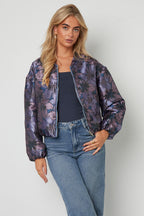 Chic Floral Print Woven Jacket for Fall/Winter