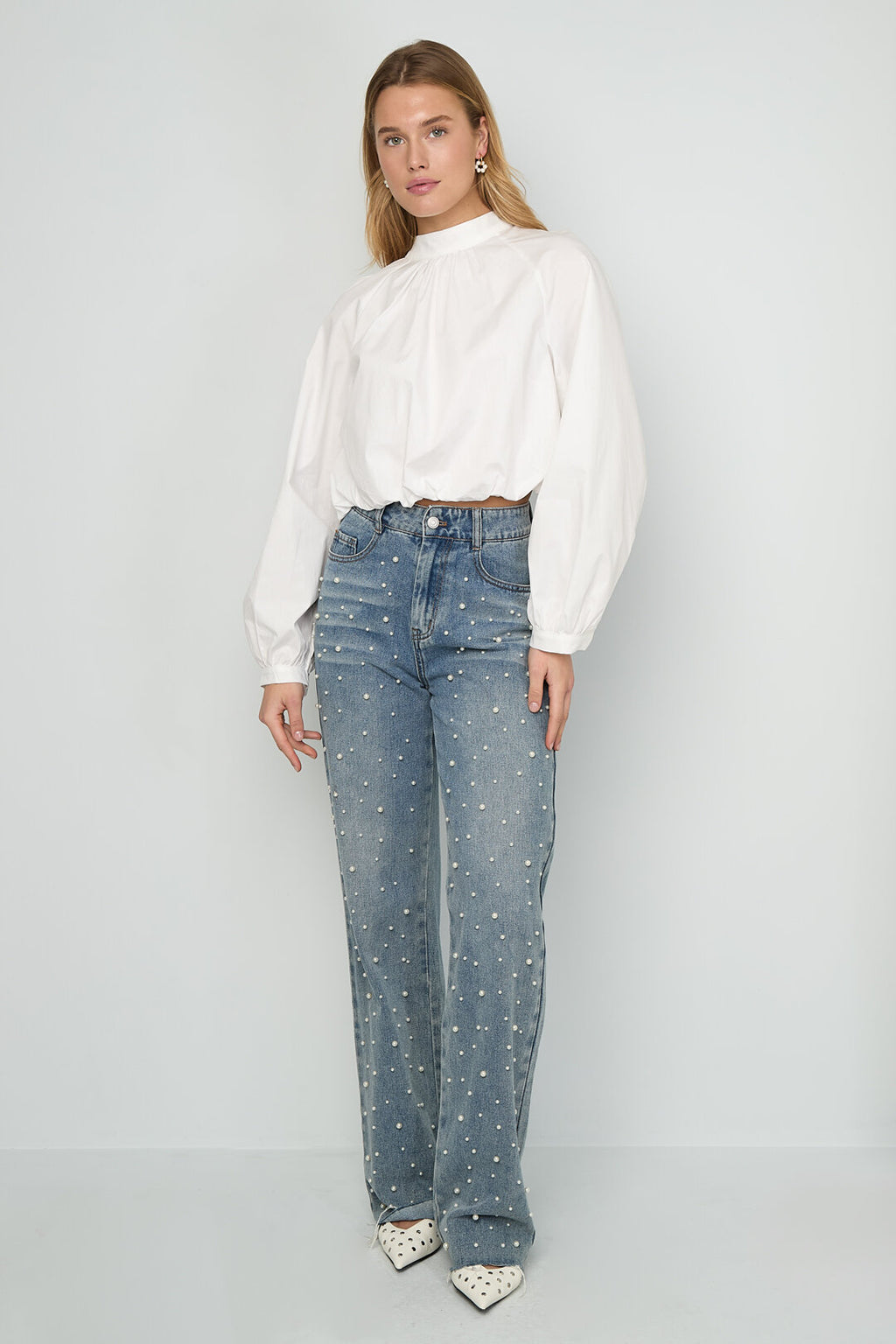 Gimme Cotton Woven Casual Long Sleeve Tops
