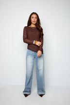 Elegant Polka Dot Long Sleeve Top for Fall/Winter