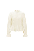 Elegant Spring/Summer Long Sleeve Top in Baby Blue & Off-White