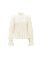 Elegant Spring/Summer Long Sleeve Top in Baby Blue & Off-White