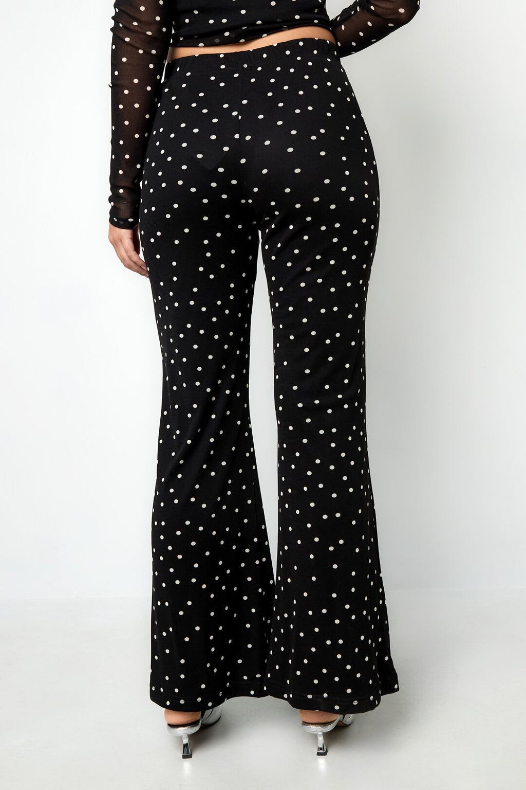 Elegant Flared Pants for Fall Winter - Polka Dots 2-Piece Set