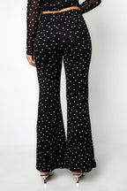 Elegant Flared Pants for Fall Winter - Polka Dots 2-Piece Set