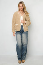 Stylish Color Clash Woven Jacket for Fall/Winter