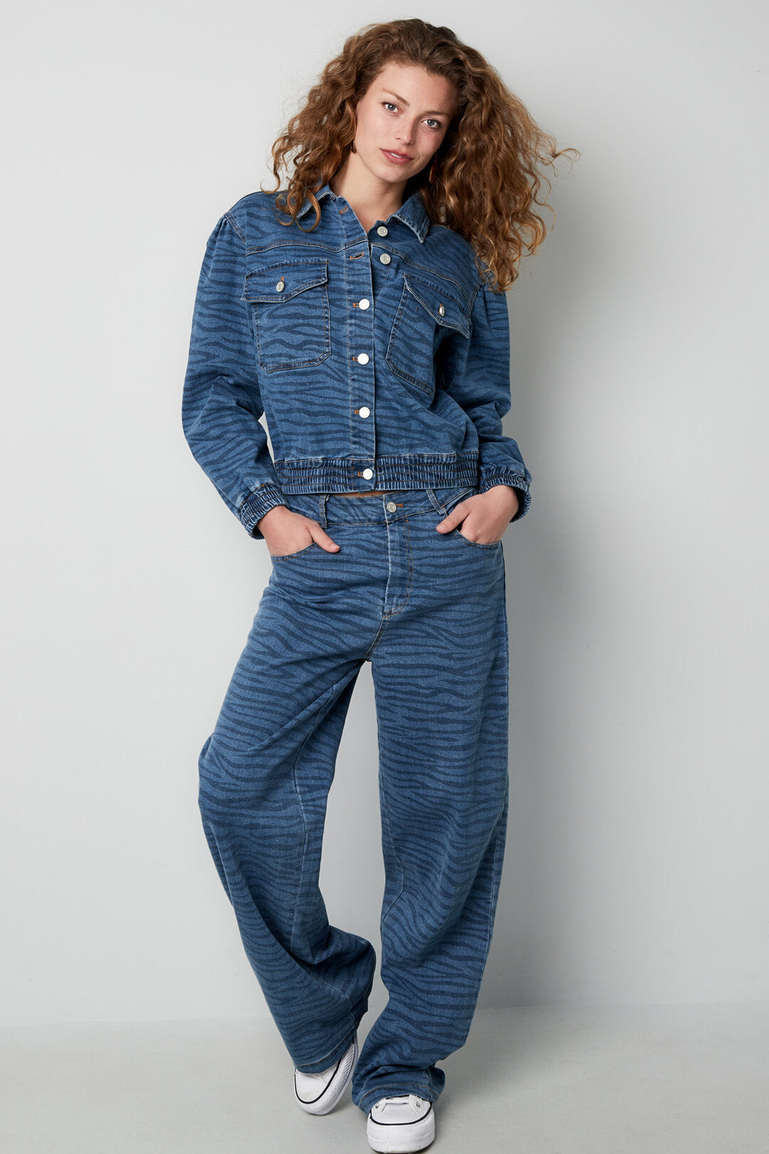 Célina Denim Jasje met Zebraprint